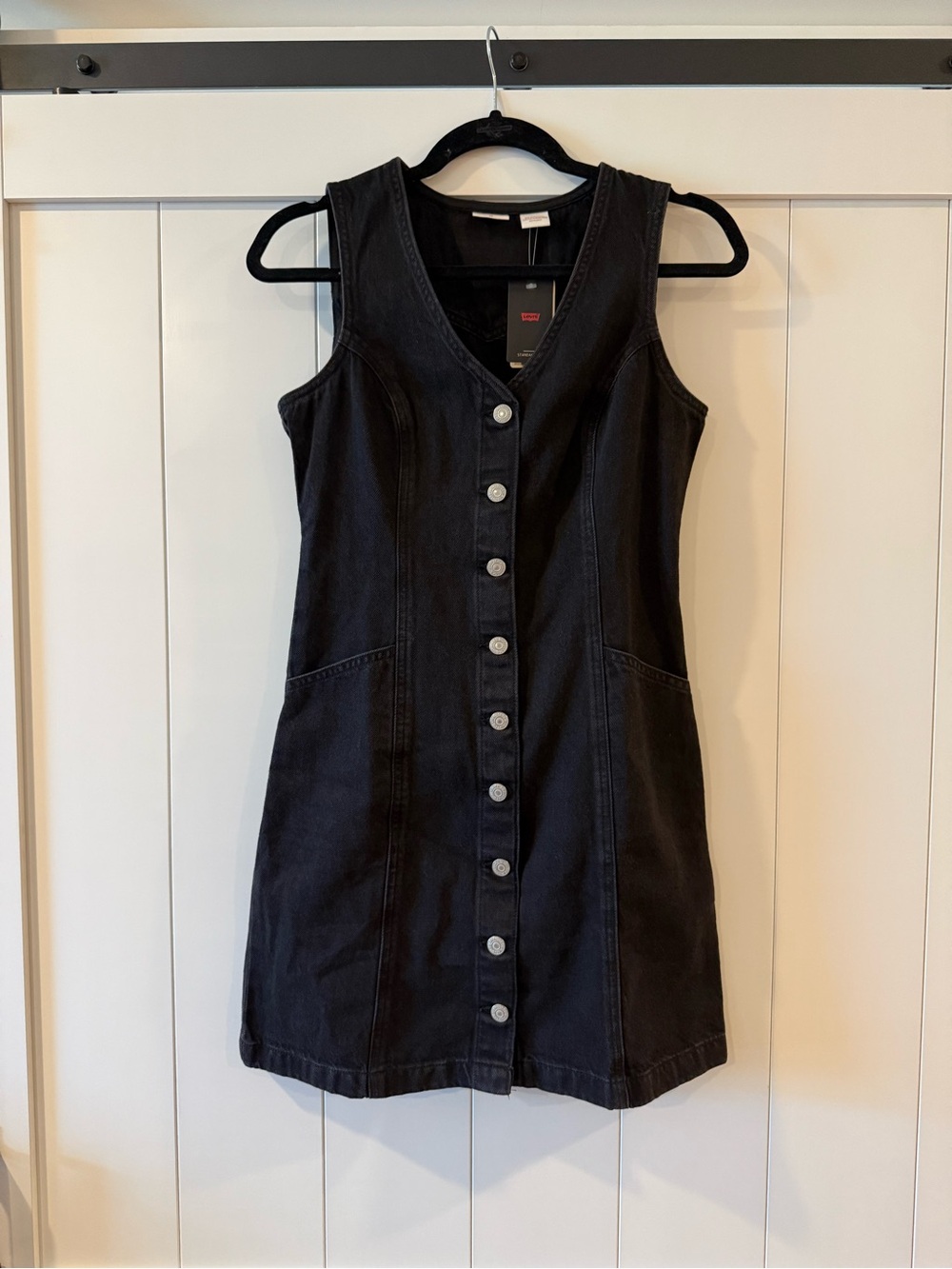 Levi's Black Sleeveless Button-Front Denim Dress